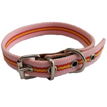 Collar De Perro Bandera De España Color Rosa | Collar De Perro De Algodon | Collar 40 Cms