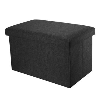 Puff Doble Otomano Reposapiés Con Almacenamiento 76 X 38 X 38 Cm Negro | Oferta Exclusiva