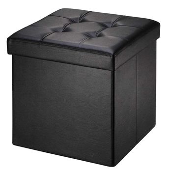 Puff Cubo Otomano Reposapiés Con Almacenamiento 38 X 38 X 38 Cm Negro | Oferta Exclusiva