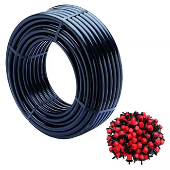 Tubería Goteo, 16 Mm X 100 M, Color Negro + 100 Goteros Regulables 0 A 70 Litros/hora. | Oferta Exclusiva