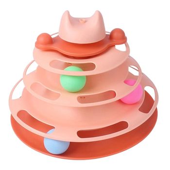 Torre Interactiva Para Gatos Con 3 Niveles Y Bolas De Colores - Rosa | Oferta Exclusiva