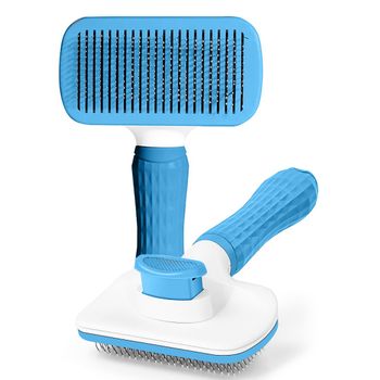 Cepillo Azul Para Mascotas De Pelo Largo Y Corto Con Sistema De Clic Para Atrapar Pelos | Oferta Exclusiva