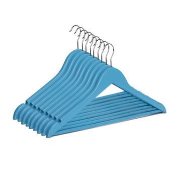 Pack De 9 Perchas De Madera (azul)