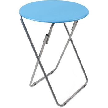 Mesa Redonda Plegable De Madera - Azul