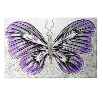 Tapa Contador Artesanal Mariposa Mariposa Lila - Plata 50 X 36 X 6cm Cm