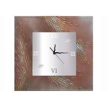 Reloj Artesanal De Pared Perla Marrón - Oro 70 X 70 X 3,5 Cm