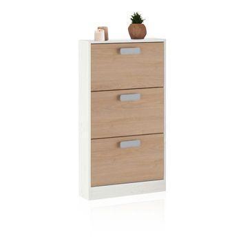 Zapatero 3 puertas Rio acabado blanco/roble 60 cm(ancho) 113 cm