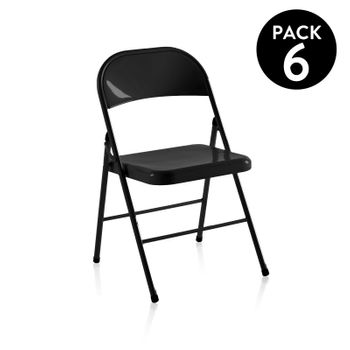 Pack 2 Sillas Plegables Efecto Madera Negro 55x46x81cm 7house