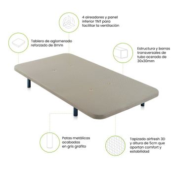 Base Tapizada 135x190 Cm, 5 Refuerzos Transversales, Tubo 40x30 Mm, Tejido  3d Transpirable, 6cm Grosor. Color Beige. 6 Patas Incluidas con Ofertas en  Carrefour