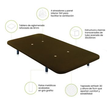 Base Tapizada 135x190 Cm, 5 Refuerzos Transversales, Tubo 40x30 Mm, Tejido  3d Transpirable, 6cm Grosor. Color Beige. 6 Patas Incluidas con Ofertas en  Carrefour