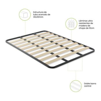 Somier 120x190 Cm Multiláminas Con Reguladores Lumbares Tubo Acerado 40x30  Mm Láminas De Haya Antideslizantes + 5 Patas Cilíndricas De 25 Cm. con  Ofertas en Carrefour