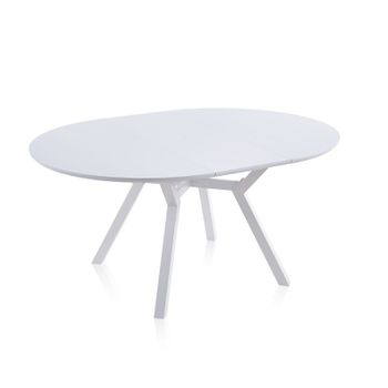 Mesa Redonda Extensible Tipo Libro Olimpo, Con Acabado Cerámico Y Patas  Metal Doble X, Blanco Y Negro con Ofertas en Carrefour