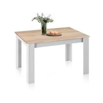 Mesa De Comedor Extensible Danna Blanco Artik (blanco Mate) - Roble Canadian 190 X 78 X 90 Cm