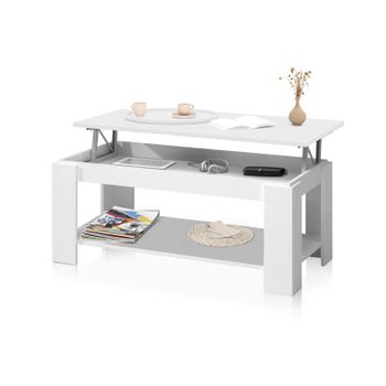 Mesa De Centro Elevable Lya Blanco Artik (blanco Mate) 102 X 54 X 50 Cm