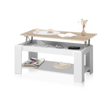 Mesa De Centro Elevable Con Cajón Mesa De Café Para Salón Marrón con Ofertas  en Carrefour