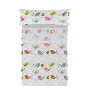 Juego de Sábanas Estampadas Algodón 100% 3 Piezas 160x270 Cama 90 MUSTARD  BIRDS