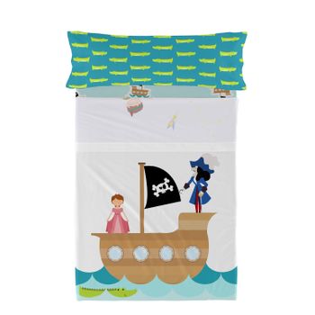 Juego De Sábanas 2 Piezas 100% Algodón Flying Boy 160x270 Cm (cama 80/90) Multicolor