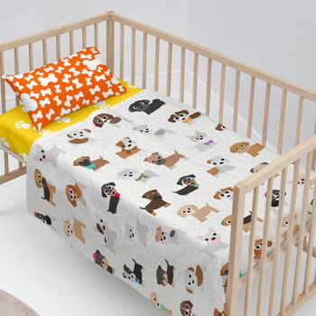 Juego De Sábanas 2 Piezas 100% Algodón Dogs 100x130 Cm (cuna) Multicolor