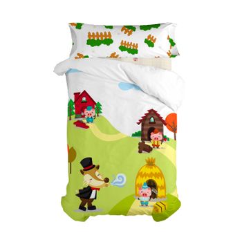 Juego Nórdico 2 Piezas 100% Algodón Piggys 140x200 Cm (cama 80) Multicolor