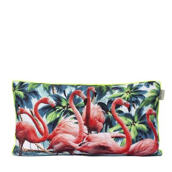 Funda De Cojín Decorativo 100% Algodón Flamingos 50x30 Cm Multicolor