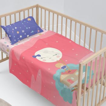 Juego De Sábanas 2 Piezas 100% Algodón Moon Dream 100x130 Cm (cuna) Multicolor