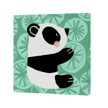 Lienzo 54% Alg 14% Pes 32% Resina Panda Garden 27x27  Cm Multicolor