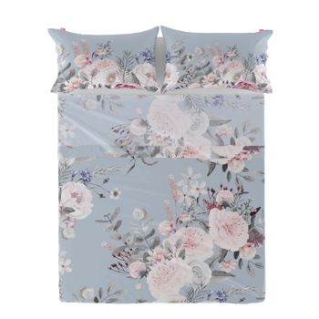 Sábana 100% Algodón Soft Bouquet 160x270 Cm (cama 80/90) Multicolor