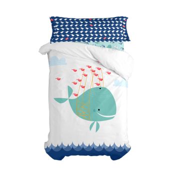 Juego Nórdico 2 Piezas 100% Algodón Whale 180x220 Cm (cama 105) Multicolor