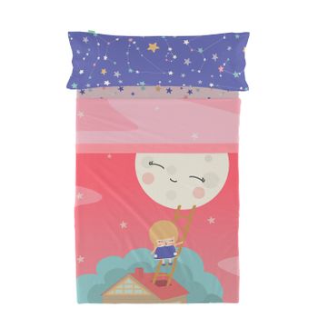 Juego De Sábanas 2 Piezas 100% Algodón Moon Dream 180x270 Cm (cama 105) Multicolor