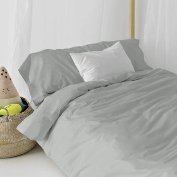 Juego Nórdico 2 Piezas 100% Algodón Basic 155x220 Cm (cama 80/90) Gris