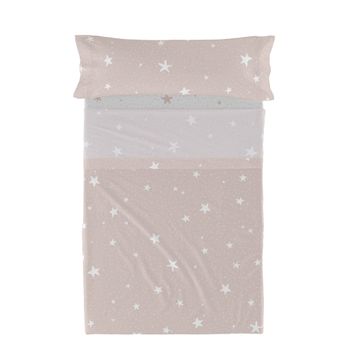 Juego De Sábanas 2 Piezas 100% Algodón Little Star 160x270 Cm (cama 80/90) Rosa