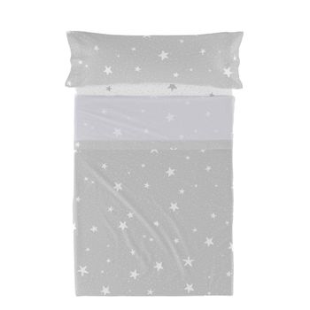 Juego De Sábanas 2 Piezas 100% Algodón Little Star 160x270 Cm (cama 80/90) Gris