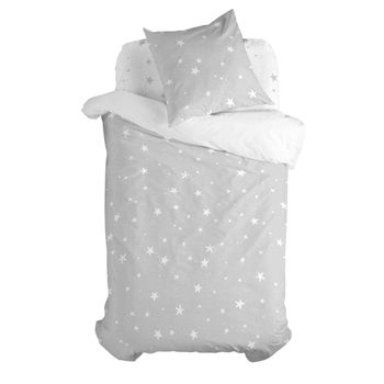 Juego Nórdico 2 Piezas 100% Algodón Little Star 140x200 Cm (cama 80) Gris