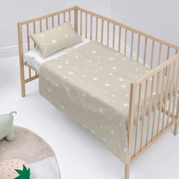 Juego De Sábanas 2 Piezas 100% Algodón Little Star 120x180 Cm (maxicuna) Beige