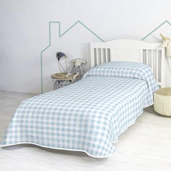 Colcha 100% Algodón Vichy 200x260 Cm (cama 105) Azul