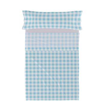 Juego De Sábanas 2 Piezas 100% Algodón Vichy 180x270 Cm (cama 105) Azul