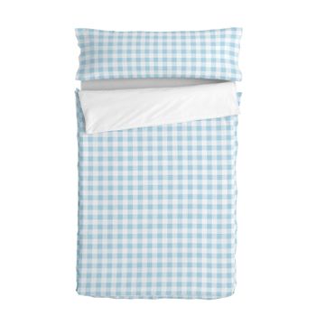 Saco Nórdico 100% Algodón Vichy 105x200 Cm (cama 105) Con Relleno Azul