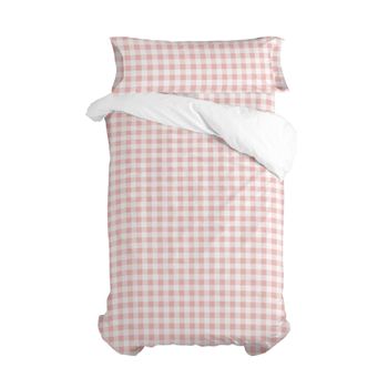 Juego Nórdico 2 Piezas 100% Algodón Vichy 155x220 Cm (cama 80/90) Rosa