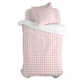 Juego Nórdico 2 Piezas 100% Algodón Vichy 140x200 Cm (cama 80) Rosa