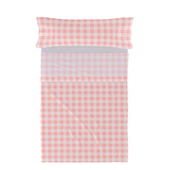 Juego De Sábanas 2 Piezas 100% Algodón Vichy 180x270 Cm (cama 105) Rosa