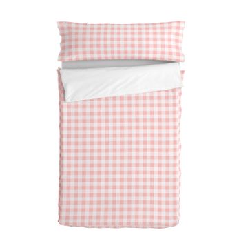 Saco Nórdico 100% Algodón Vichy 105x200 Cm (cama 105) Con Relleno Rosa