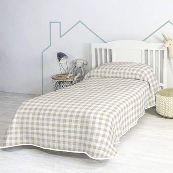 Colcha 100% Algodón Vichy 200x260 Cm (cama 105) Beige