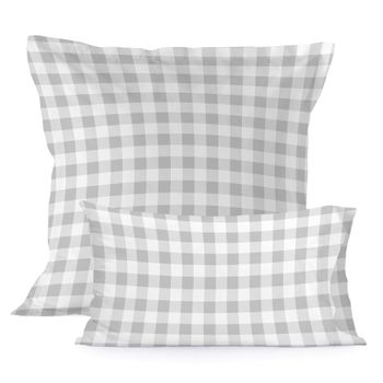 Funda De Almohada 100% Algodón Vichy 80x80 Cm Gris