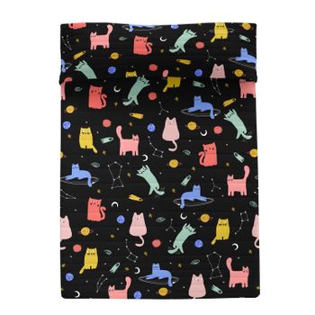 Colcha 100% Poliéster Cosmic Cats 180x260 Cm (cama 80/90) Multicolor