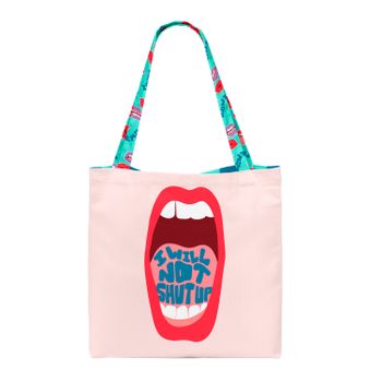 Bolsa De Mano 100% Algodón Lips 43x42 Cm Multicolor