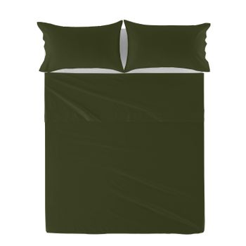 Sábana 100% Algodón Basic 160x270 Cm (cama 80/90) Verde Oliva