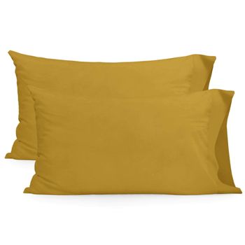 Funda De Almohada 100% Algodón Basic 50x75 Cm (x2) (cama 150/160) Mostaza