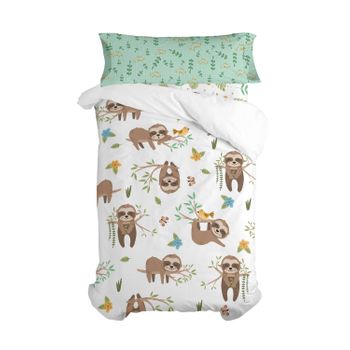 Juego Nórdico 2 Piezas 100% Algodón Happy Sloth 140x200 Cm (cama 80) Multicolor