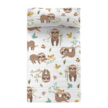 Colcha 100% Algodón Happy Sloth 180x260 Cm (cama 80/90) Multicolor