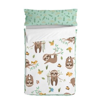 Saco Nórdico 100% Algodón Happy Sloth 90x200 Cm (cama 90) Con Relleno Multicolor